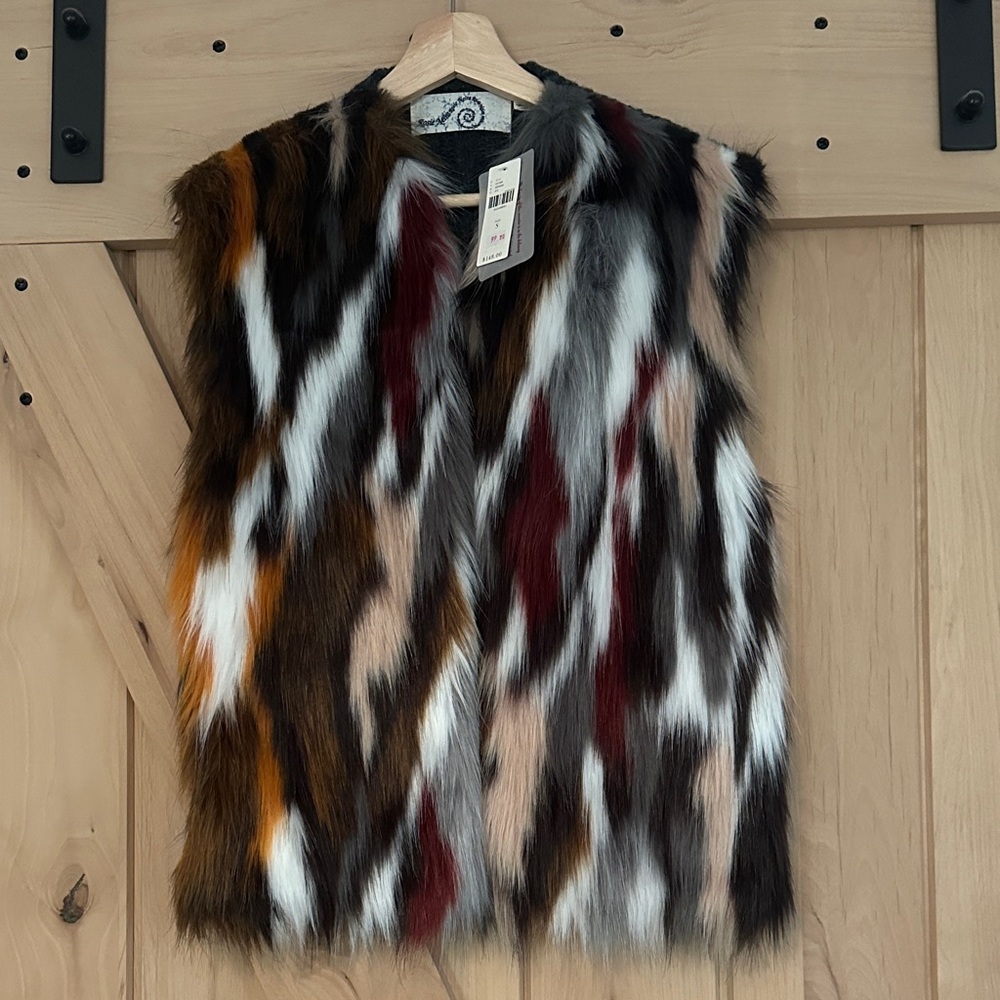 Anthropologie Colorful Faux Fur Vest